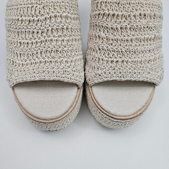 NEW Dolce Vita Ladin Wedge Womens 10 Ivory Cream Woven Heels Platform Sandal - Picture 5 of 13